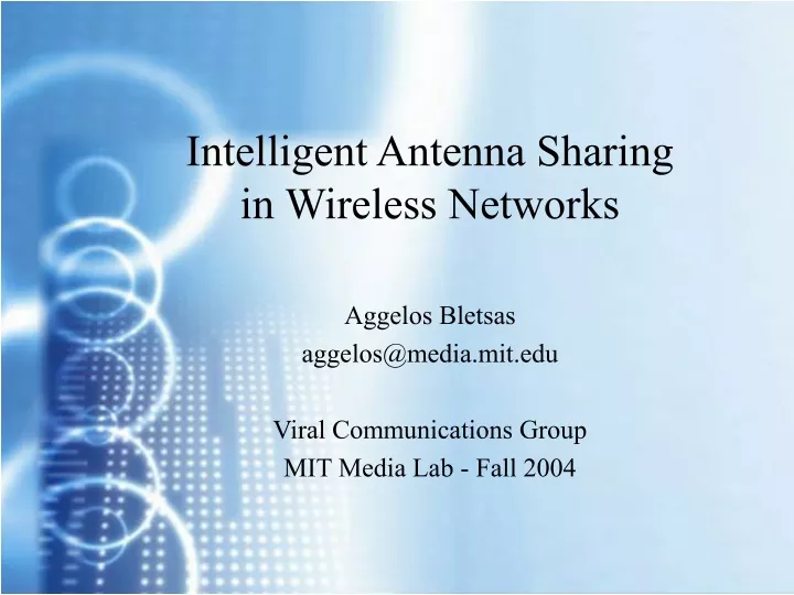 intelligent antenna sharing in wireless networks
