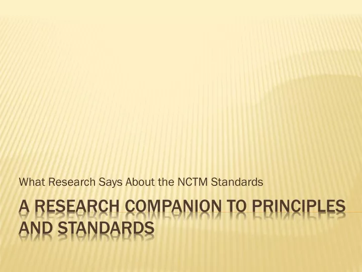 what research says about the nctm standards