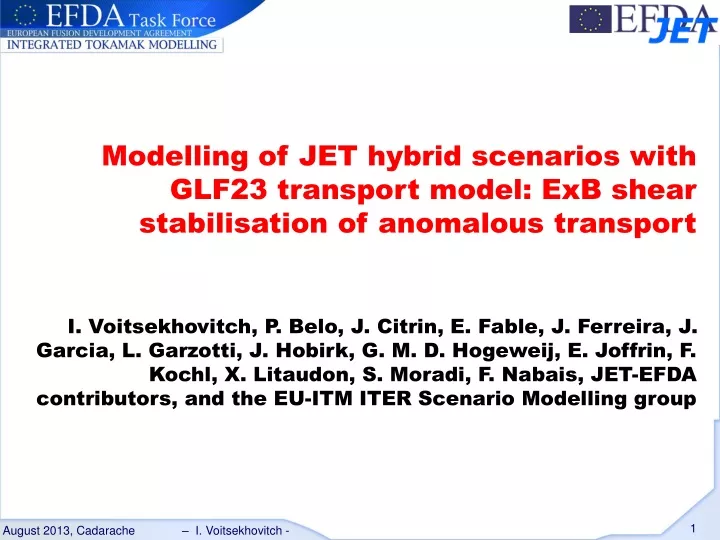 modelling of jet hybrid scenarios with glf23