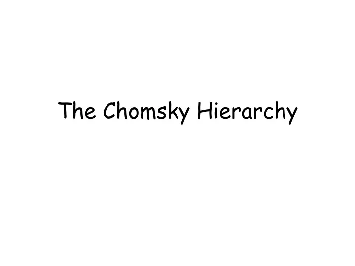 the chomsky hierarchy