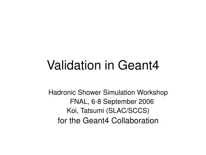 validation in geant4