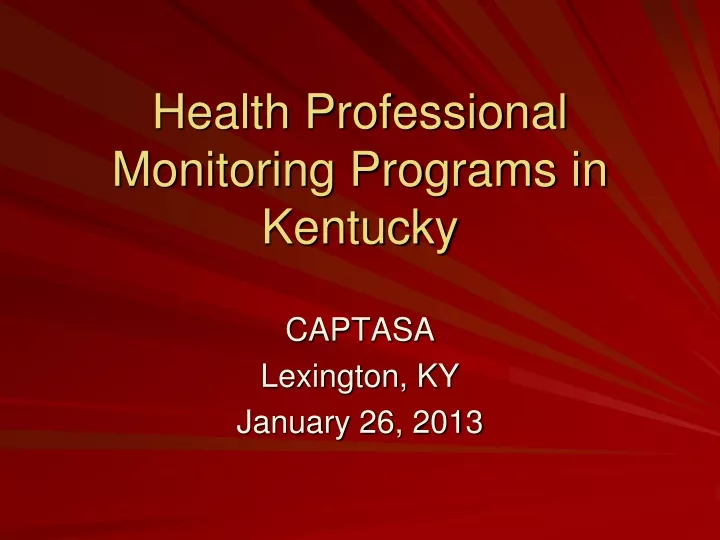 health professional monitoring programs in kentucky