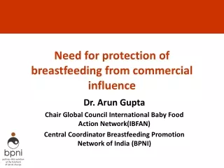Need for protection of breastfeeding from commercial influence