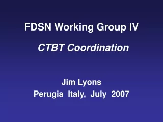 FDSN Working Group IV CTBT Coordination