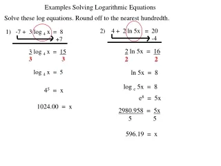 Examples Solving Logarithmic Equations