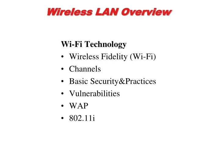 wireless lan overview
