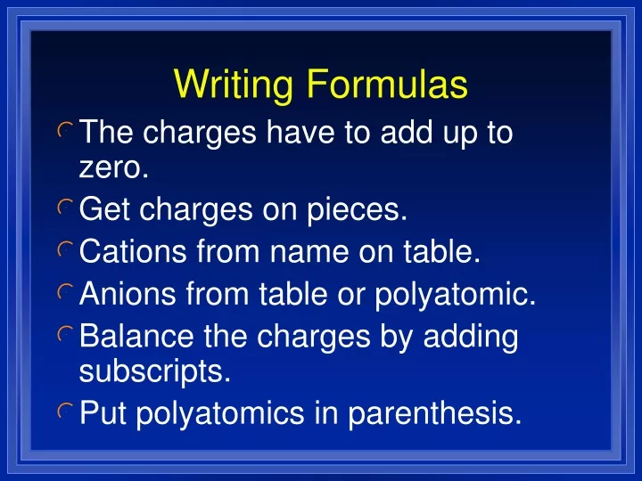 writing formulas