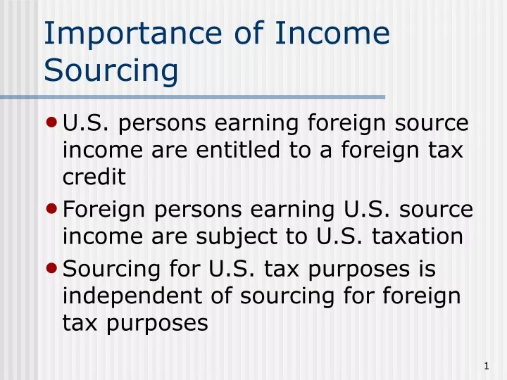 importance of income sourcing