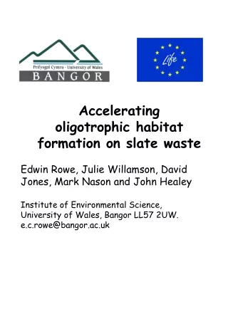 Accelerating  oligotrophic habitat  formation on slate waste