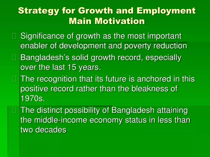 strategy for growth and employment main motivation