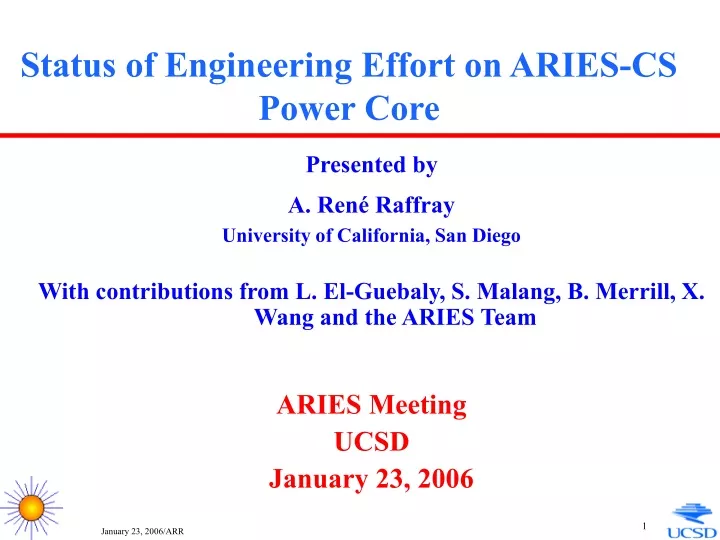 status of engineering effort on aries cs power core