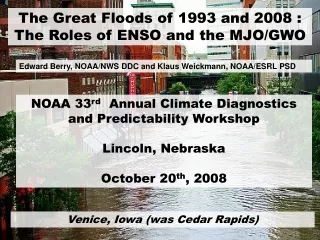 The Great Floods of 1993 and 2008 : The Roles of ENSO and the MJO/GWO