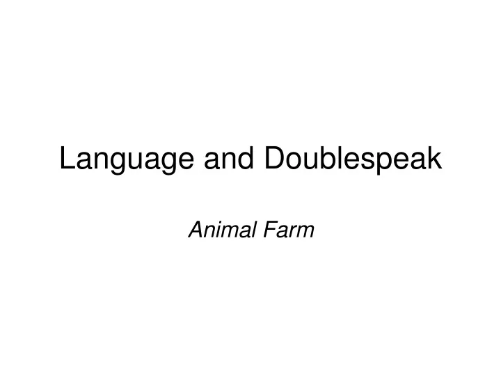 language and doublespeak