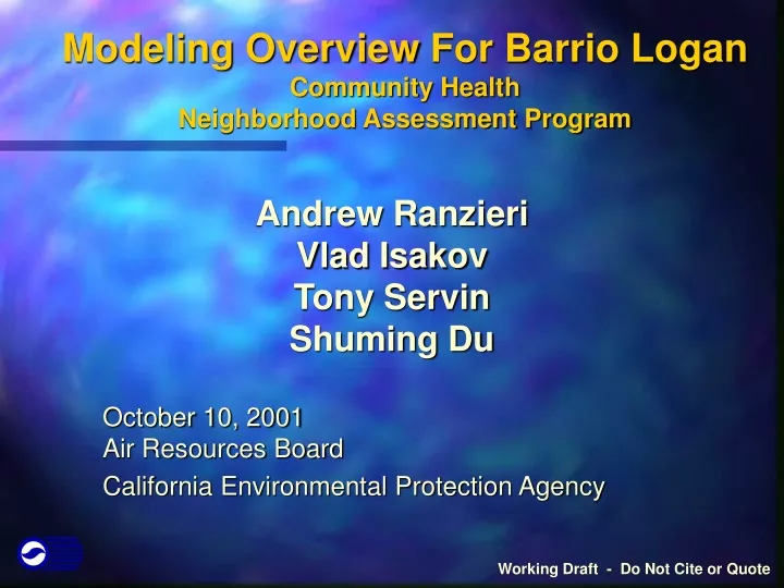 modeling overview for barrio logan community health neighborhood assessment program