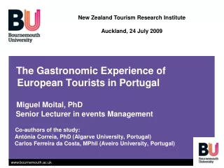 New Zealand Tourism Research Institute  Auckland, 24 July 2009