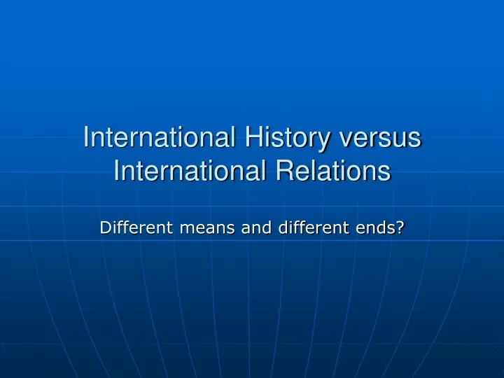 international history versus international relations