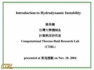 Introduction to Hydrodynamic Instability ??? ??????? ???????