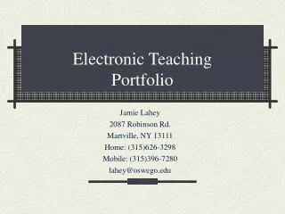 Electronic Teaching  Portfolio