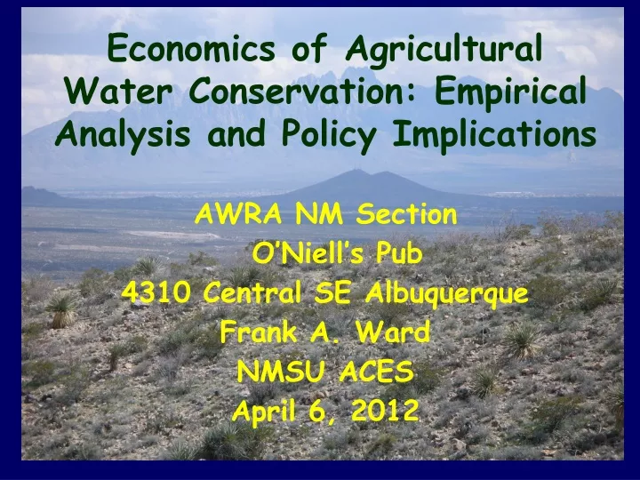economics of agricultural water conservation