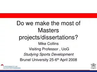 Do we make the most of Masters projects/dissertations?