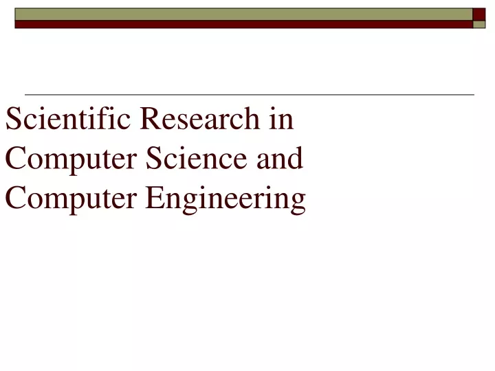 scientific research in computer science and computer engineering