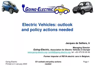 Electric Vehicles: outlook  and policy actions needed
