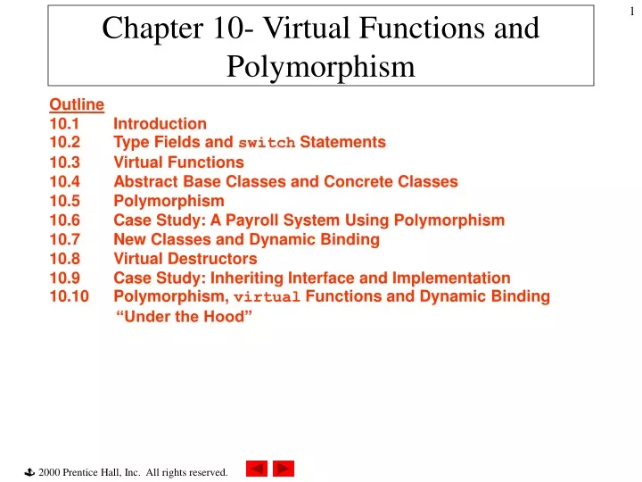 chapter 10 virtual functions and polymorphism
