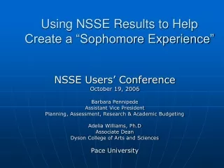 Using NSSE Results to Help Create a “Sophomore Experience”
