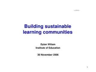 Building sustainable learning communities