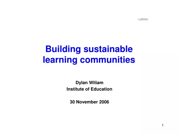 building sustainable learning communities