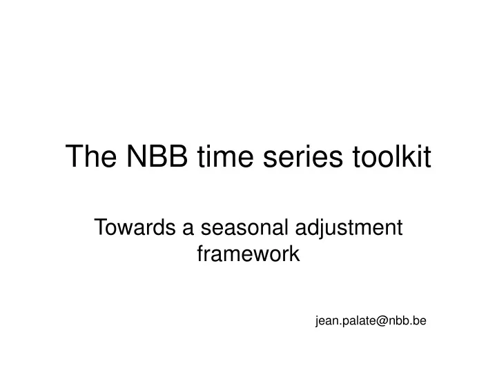 the nbb time series toolkit