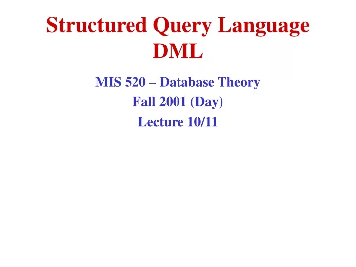 structured query language dml