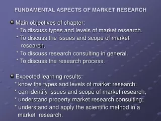 FUNDAMENTAL ASPECTS OF MARKET RESEARCH