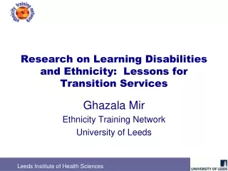 Research on Learning Disabilities and Ethnicity:  Lessons for  Transition Services