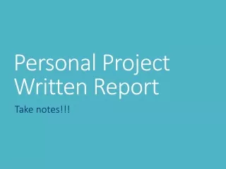 Personal Project Written Report