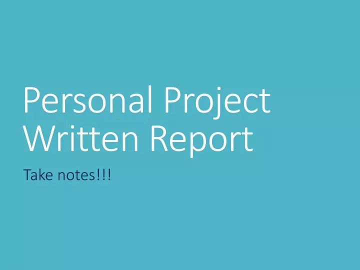 personal project written report