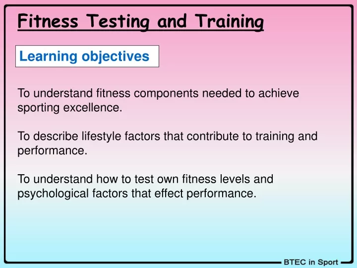 fitness testing and training