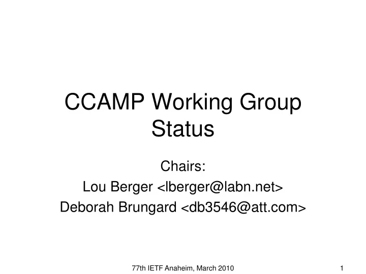 ccamp working group status