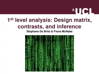 1 st  level analysis: Design matrix, contrasts, and inference Stephane De Brito &amp; Fiona McNabe