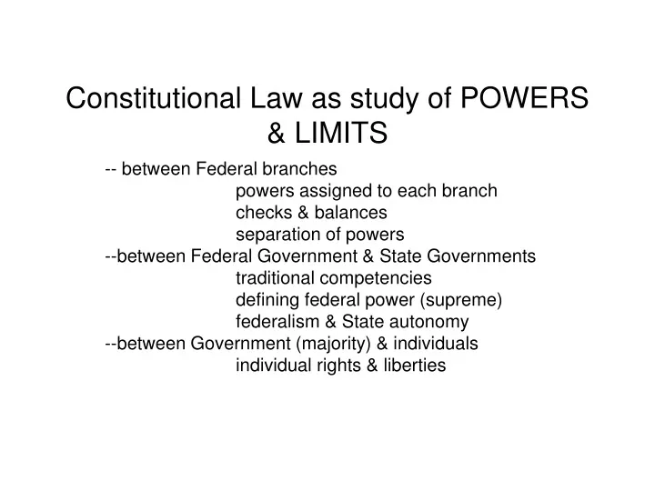constitutional law as study of powers limits