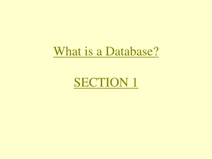 what is a database section 1