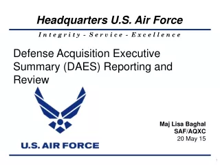Defense Acquisition Executive Summary (DAES) Reporting and Review