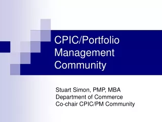 CPIC/Portfolio Management Community