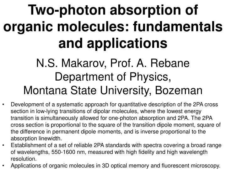 two photon absorption of organic molecules