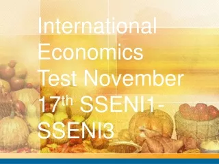 International Economics Test November 17 th  SSENI1-SSENI3