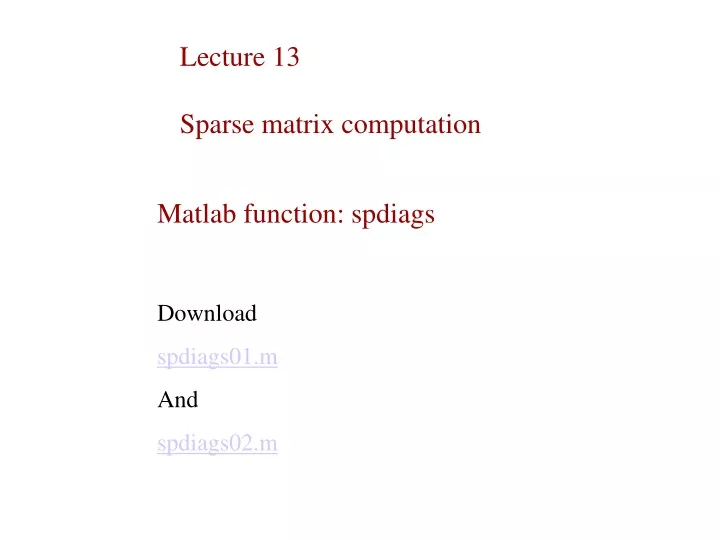 lecture 13 sparse matrix computation