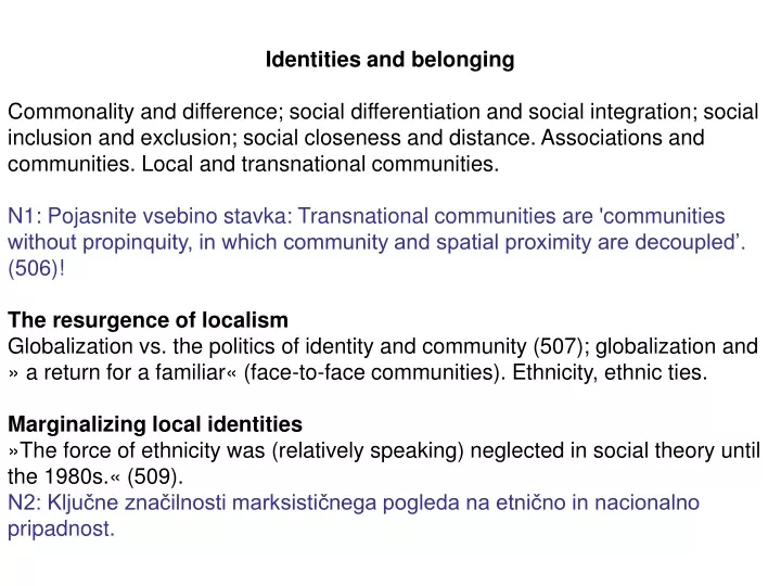 identities and belonging commonality