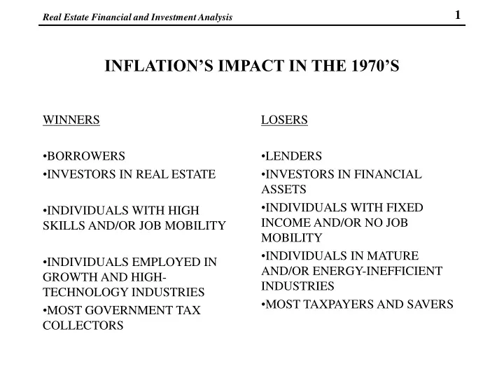 inflation s impact in the 1970 s