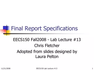 Final Report Specifications