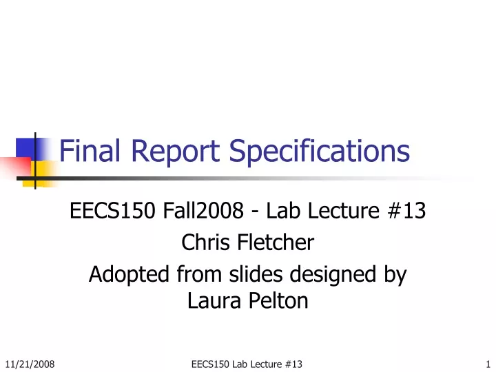 final report specifications